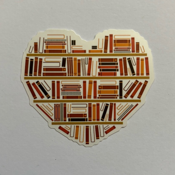 Cartoon Heart Shaped Bookshelf full of Books Waterproof Sticker - Picture 1 of 2